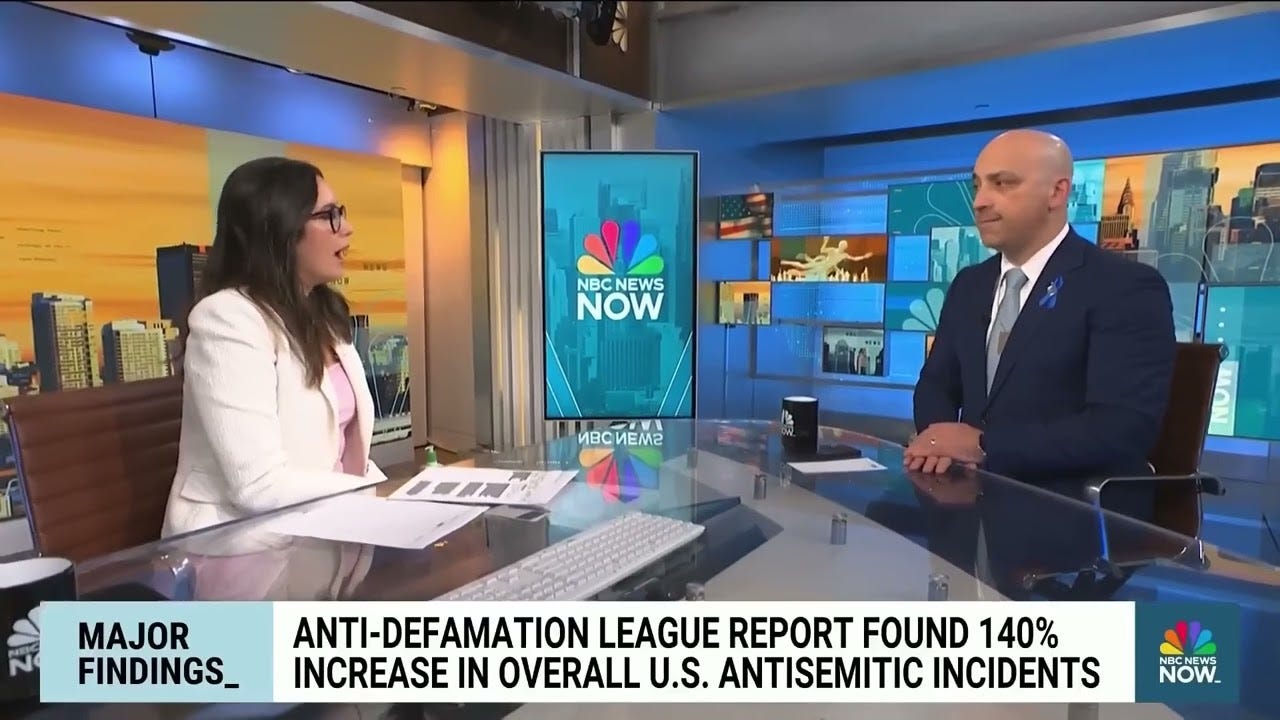 ADL CEO Discusses 140% Increase in U.S. Antisemitic Incidents in 2023 on NBC News ADL CEO Discusses 140% Increase in U.S. Antisemitic Incidents in 2023 on NBC News
