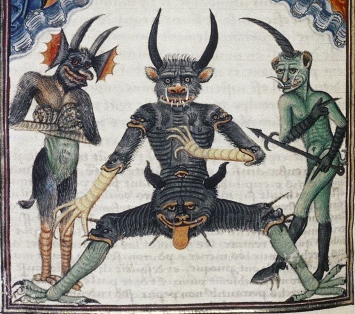A Pinterest pin added by mikethone on Jun 19, 2024. The author is Mike Thone. May present: devil in medieval art, medieval art, art, belzébuth, middle ages.