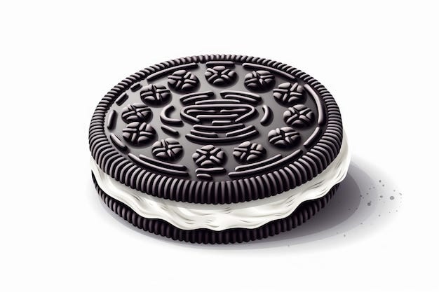 Oreo Cookie in cartoon style on white background AI generated | Premium AI-generated  image