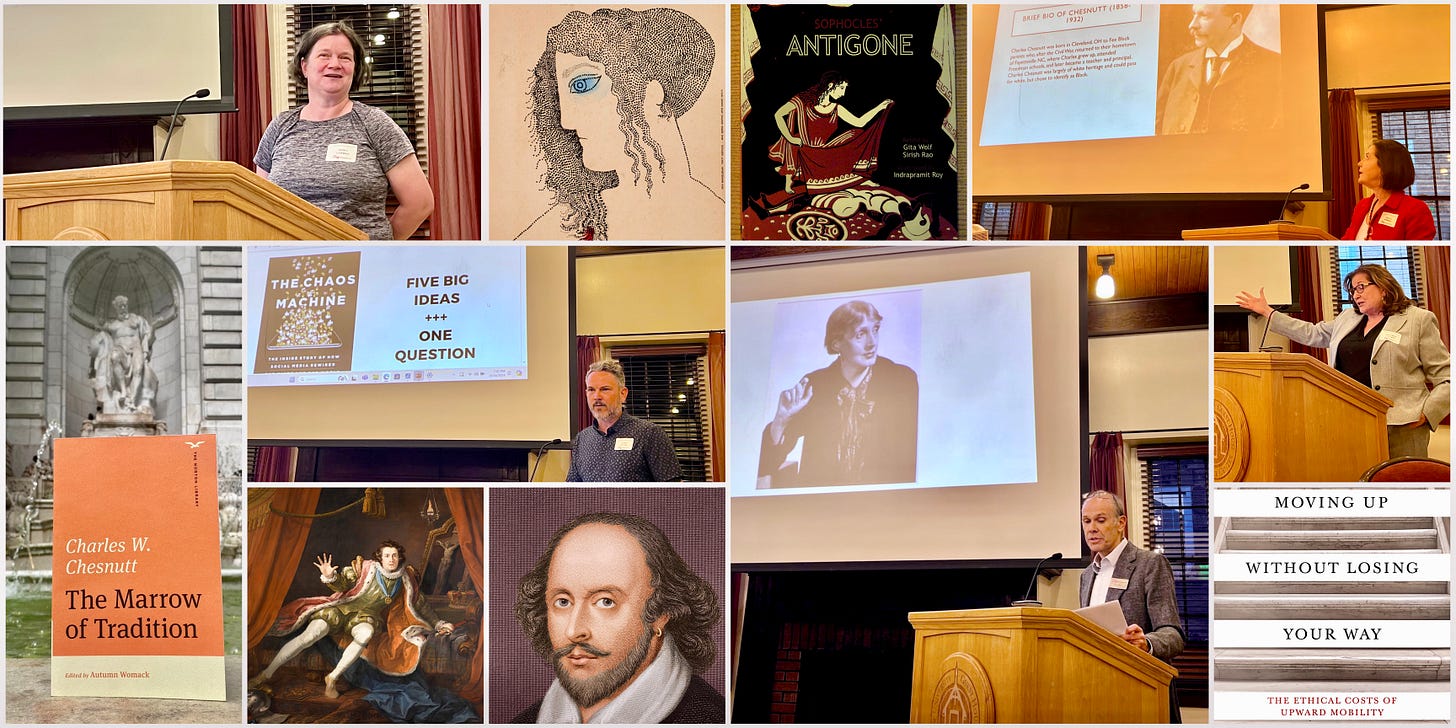 Collage of Great Books faculty and book images