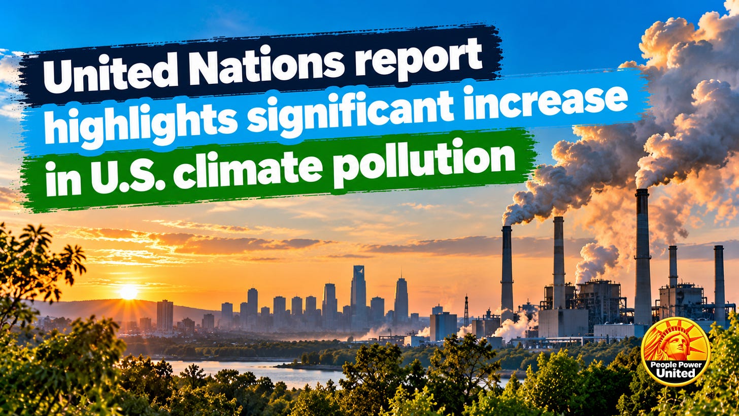  United Nations report highlights significant increase in U.S. climate pollution.