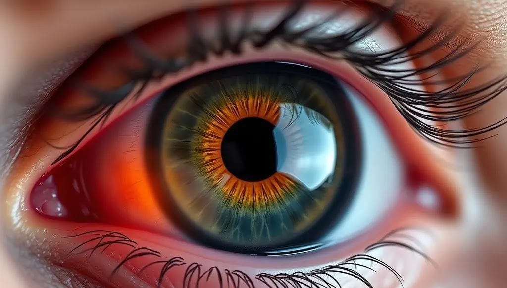 AI shows the complex anatomy of the human eye, emphasizing the macula, highlighted in yellow.