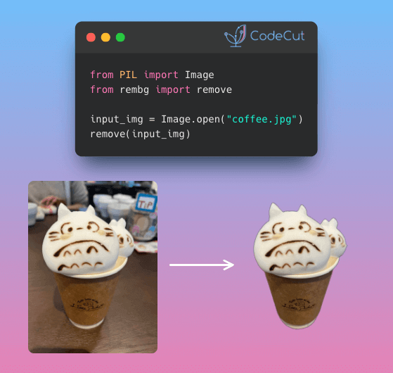 Code example: Rembg: Remove Image Backgrounds in 2 Lines of Python Code example: Rembg: Remove Image Backgrounds in 2 Lines of Python