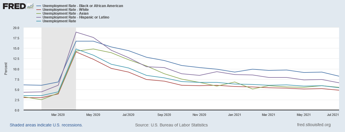 US unemployment rate by race since 2020
