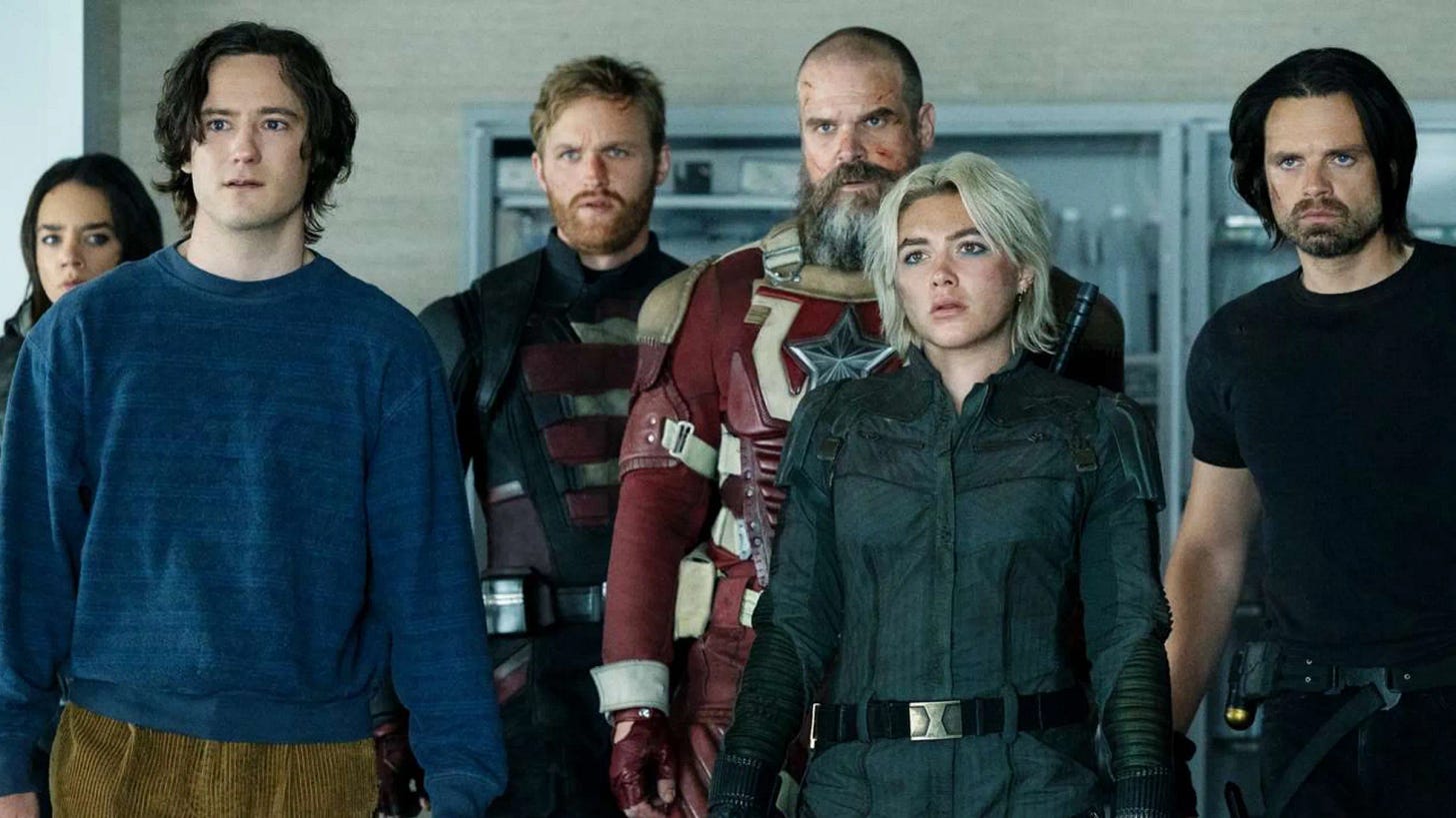 thunderbolts all stand there looking at the camera in a really boring shot