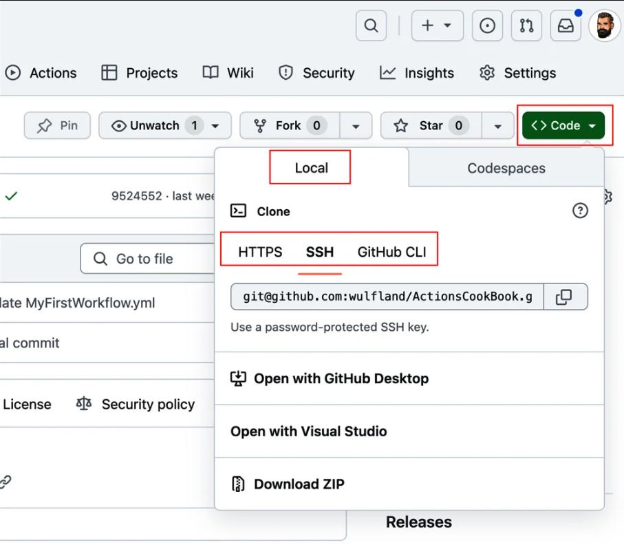 Figure 2.2 – Cloning your repository locally