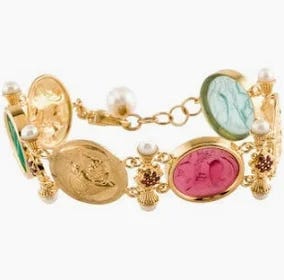 Tagliamonte Cultured Pearl Garnet & Venetian Glass Cameo Link Bracelet 4.0 - 9.0mm