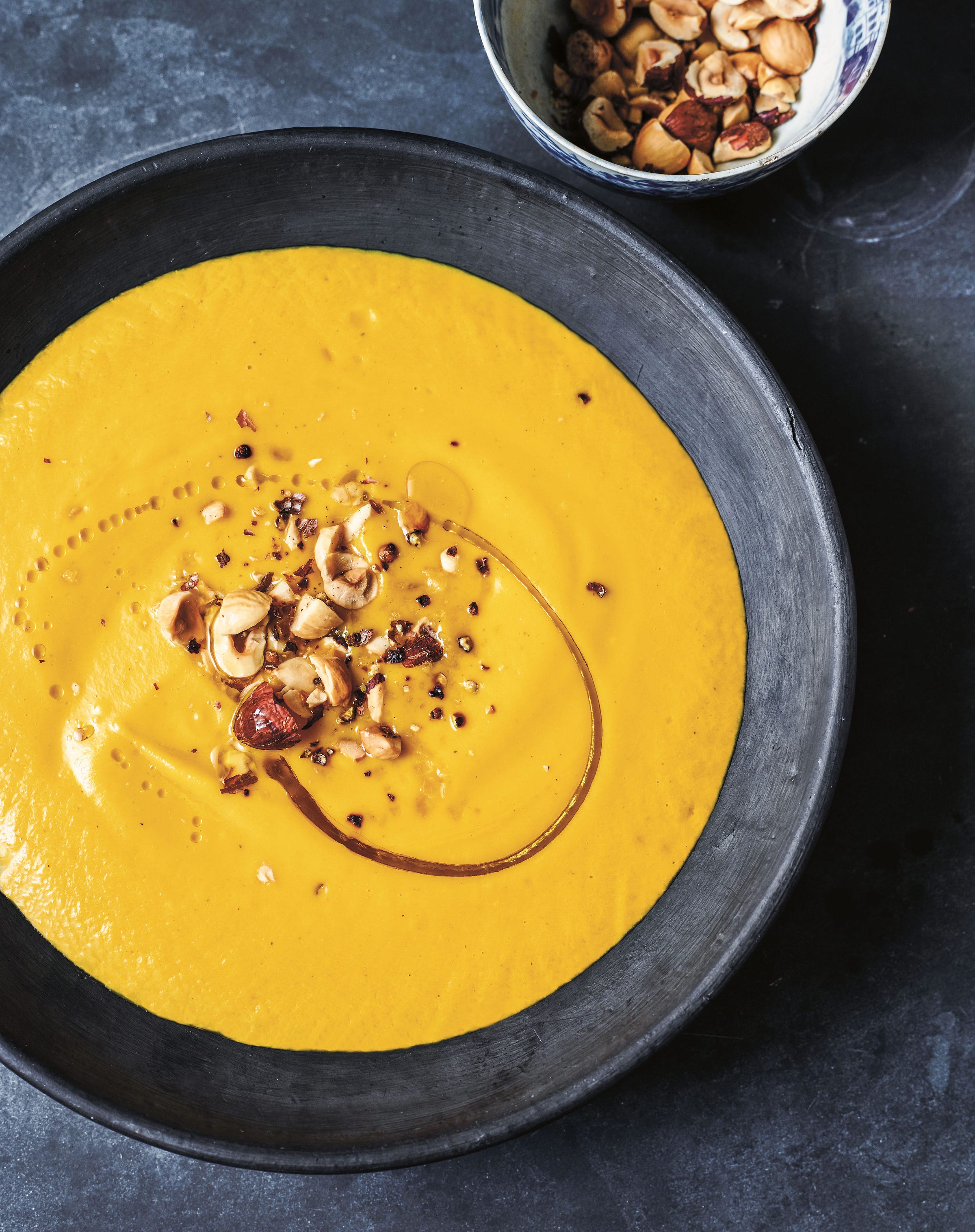 Rosemary Butternut Squash Soup with Toasted-Hazelnut Milk