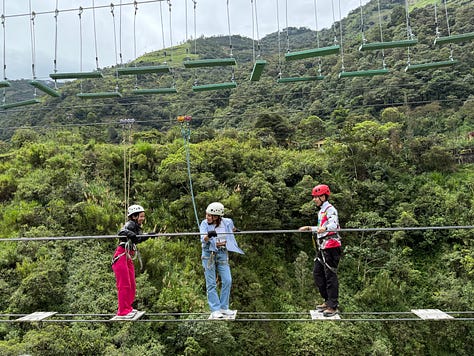 Baños, Ecuador: ziplining, walking the suspension bridge, and swinging in the clouds