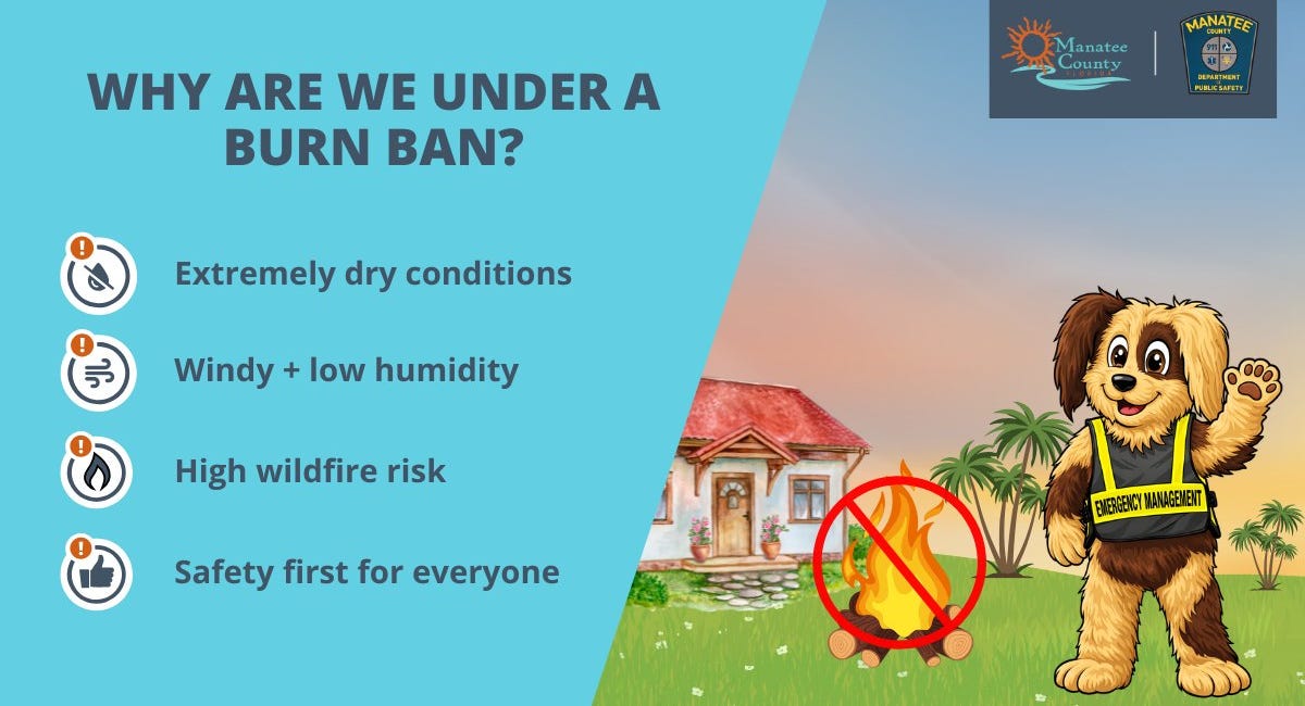 Manatee County Extends Burn Ban Through January 30