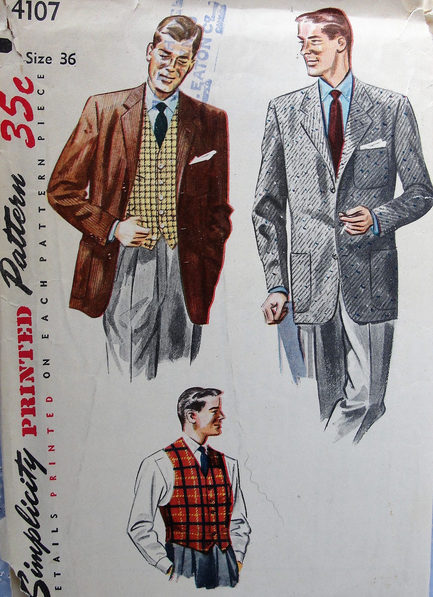 What men's Simplicity patterns looked like when I was young, in the 60's and 70's