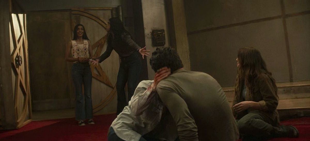 Mary kissing Drake Rodger John Winchester deep with bloody hands on set 1.09. Mary kissing Drake Rodger John Winchester deep with bloody hands on set 1.09.