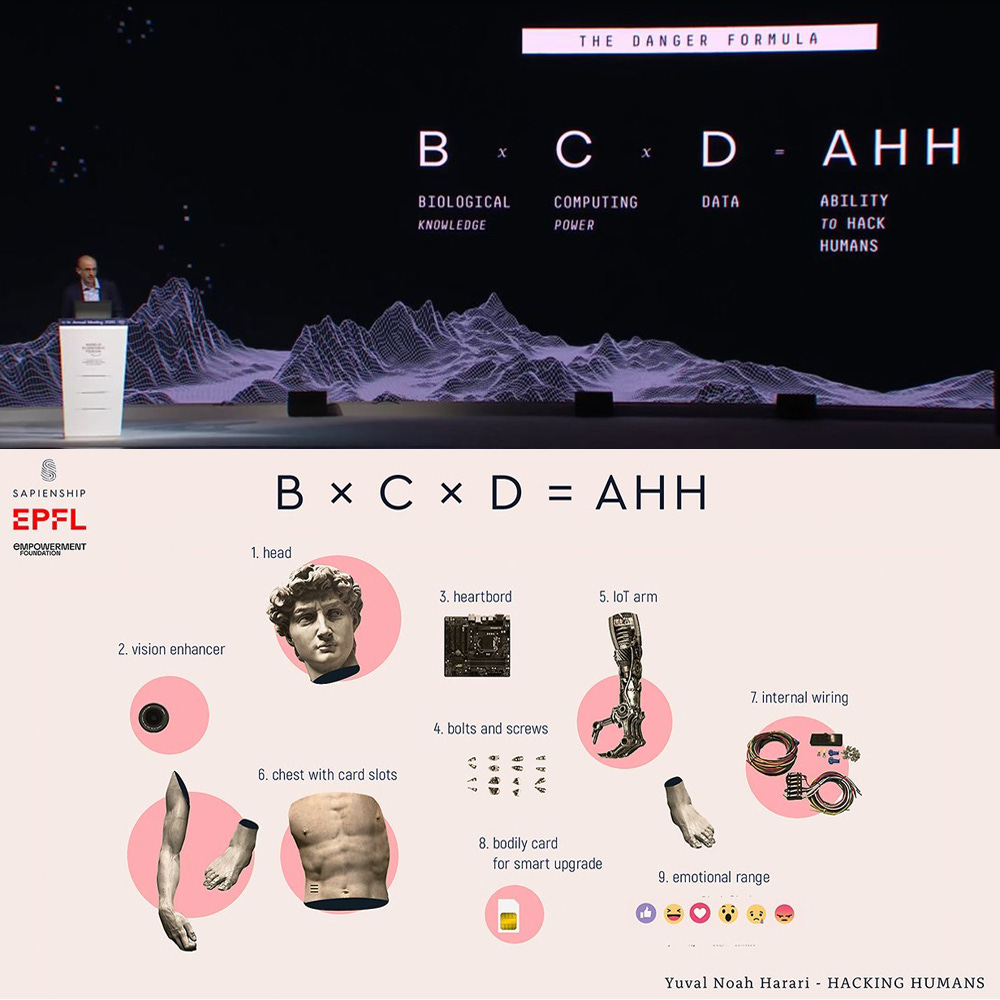 Juval Noah Harari brain hack diptych