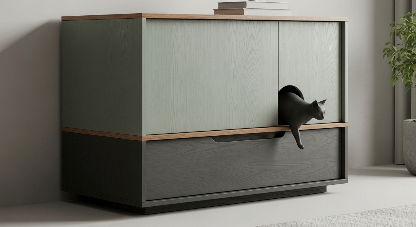The Haven concept design showing modern furniture-style litter box