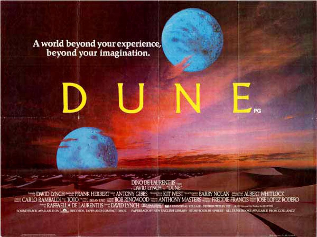 Film poster for David Lynch’s 1984 adaptation of Dune Film poster for David Lynch’s 1984 adaptation of Dune