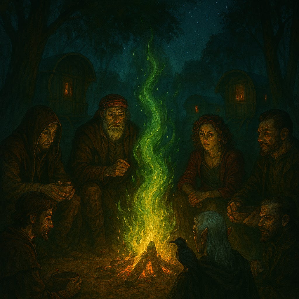 Create an image of the Vistani campfire