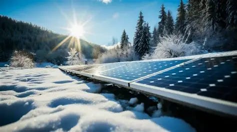 AI generated Solar panels on the field in winter. Photovoltaic modules ... AI generated Solar panels on the field in winter. Photovoltaic modules ...