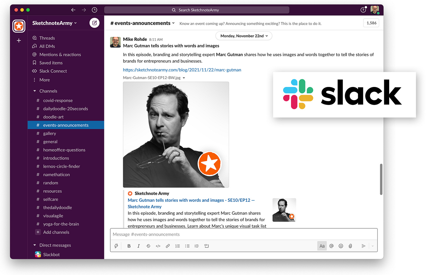 Sketchnote Army Slack Channel