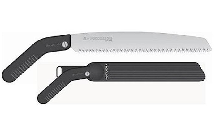 A shot of a Silky Masaru saw without a scabbard, and one with. 