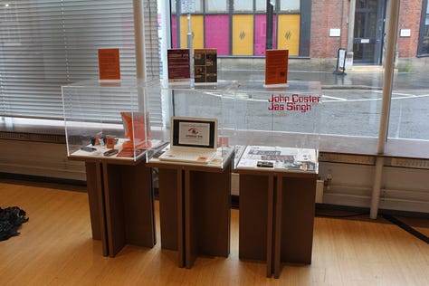 A selection pof artwoerks with various screens prints and 3d plastic peripherals. 