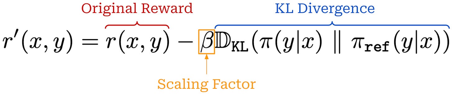 Incorporating KL divergence into the reward
