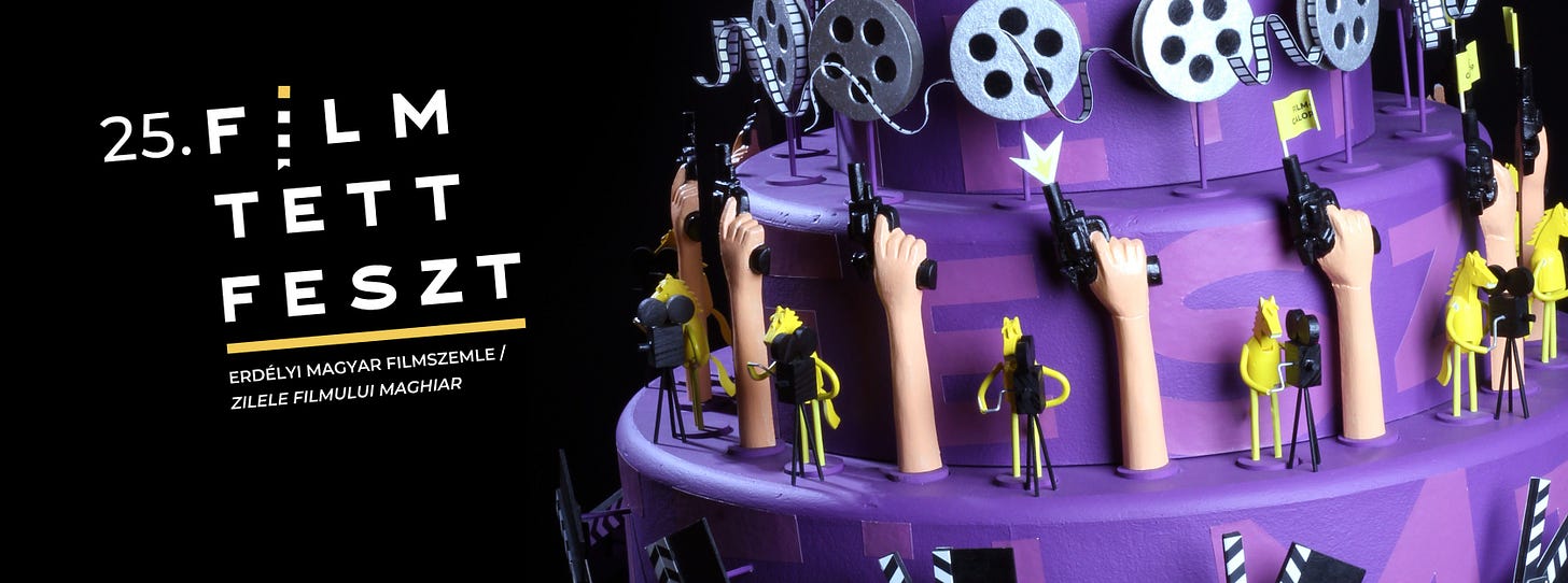 Lehet, hogy egy kép erről: , szöveg, amely így szól: „重 NA 25.FELM LM 25.F TETT FESZT ERDELYIMACYARFILMSZEMLE/ ERDÉLYI MAGYAR SUMSZEMLE ZILELEFILMULUI ZILELE FILMULUI MAGHIAR 心事下”