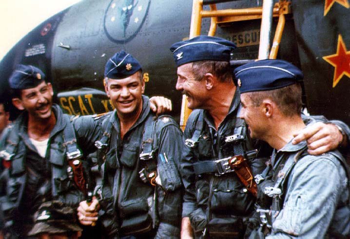 Center: Maj. Kirk celebrating Col. Olds’ last flight in September 1967. Center: Maj. Kirk celebrating Col. Olds’ last flight in September 1967.