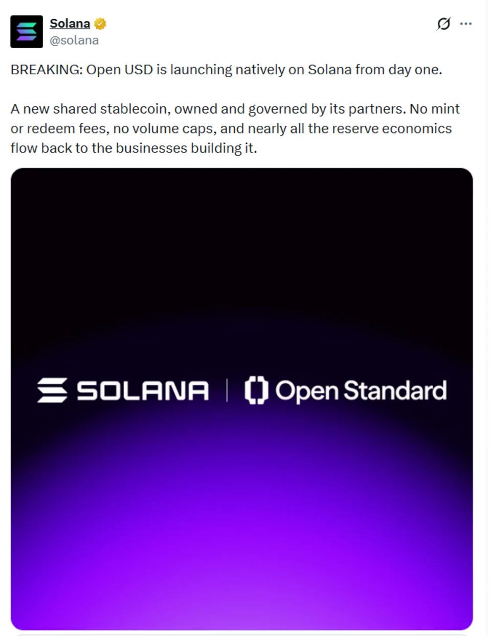 Open USD is launching natively on Solana from day one Open USD is launching natively on Solana from day one