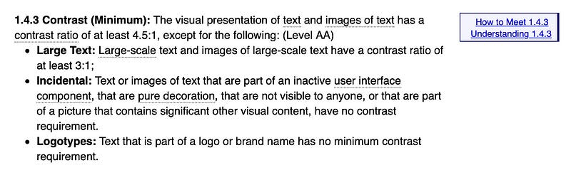screenshot of WCAG website, text is repeated in body copy below