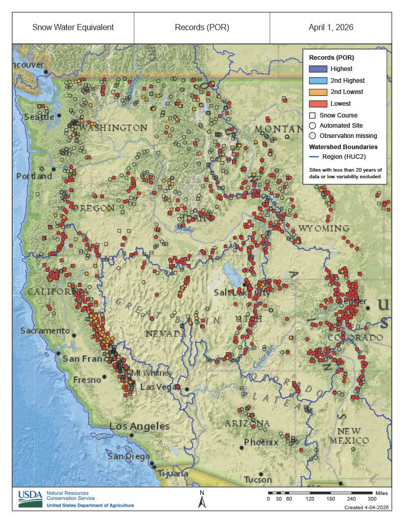 EarthStuff - The 2026 western U.S. snowpack is even worse than you think.