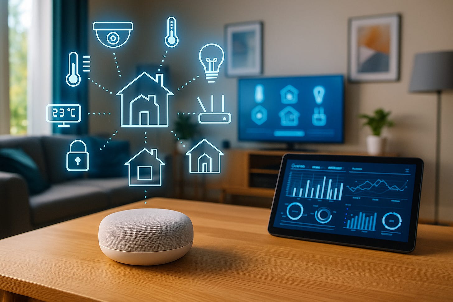 Smart home devices syncing data locally and to the cloud using SQLite in a modern home. Smart home devices syncing data locally and to the cloud using SQLite in a modern home.