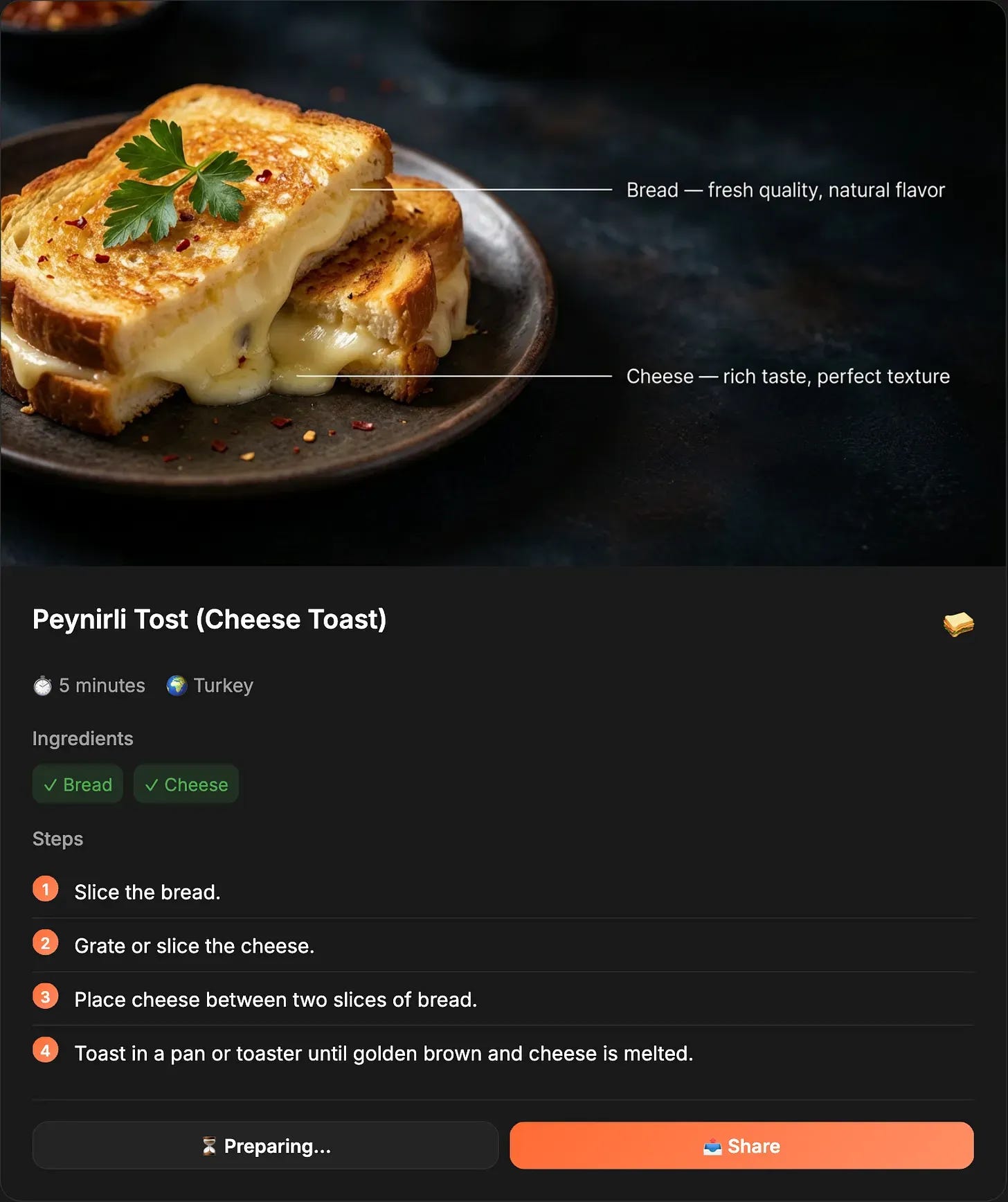 AI coworker for a chef suggesting a dish and generating a photo of the finished plate