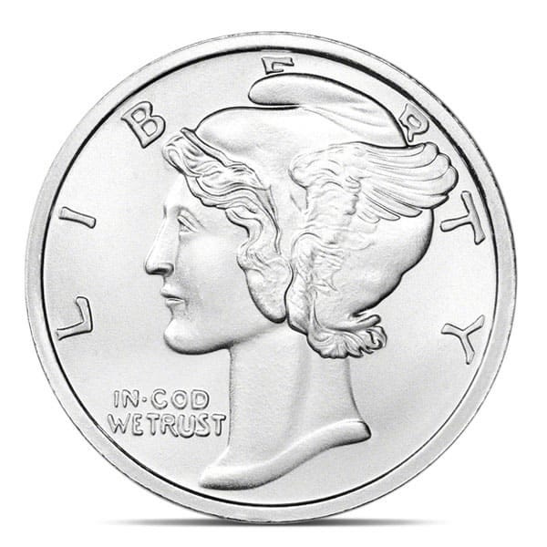 Mercury / Winged Liberty Head Silver Round — Money Metals Exchange
