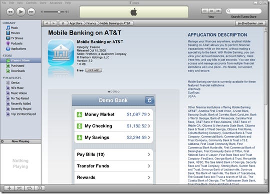 Firethorn Mobile Banking on AT&T in Apple iTunes App Store (27 Oct 2008) Firethorn Mobile Banking on AT&T in Apple iTunes App Store (27 Oct 2008)