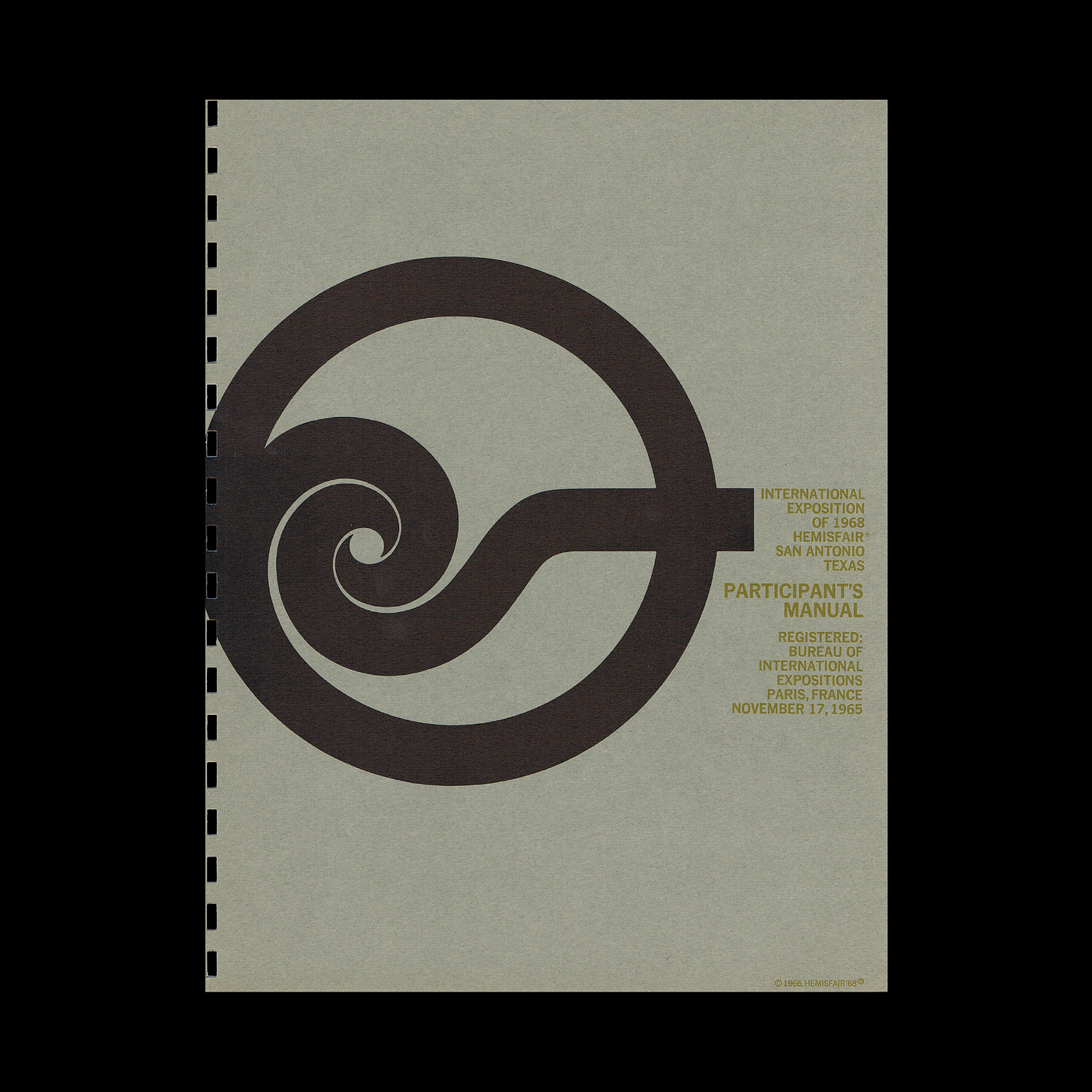 Participant's manual, Logo design, Richard Wilson logo 1965, HemisFair '68, LogoArchive, Logo Histories