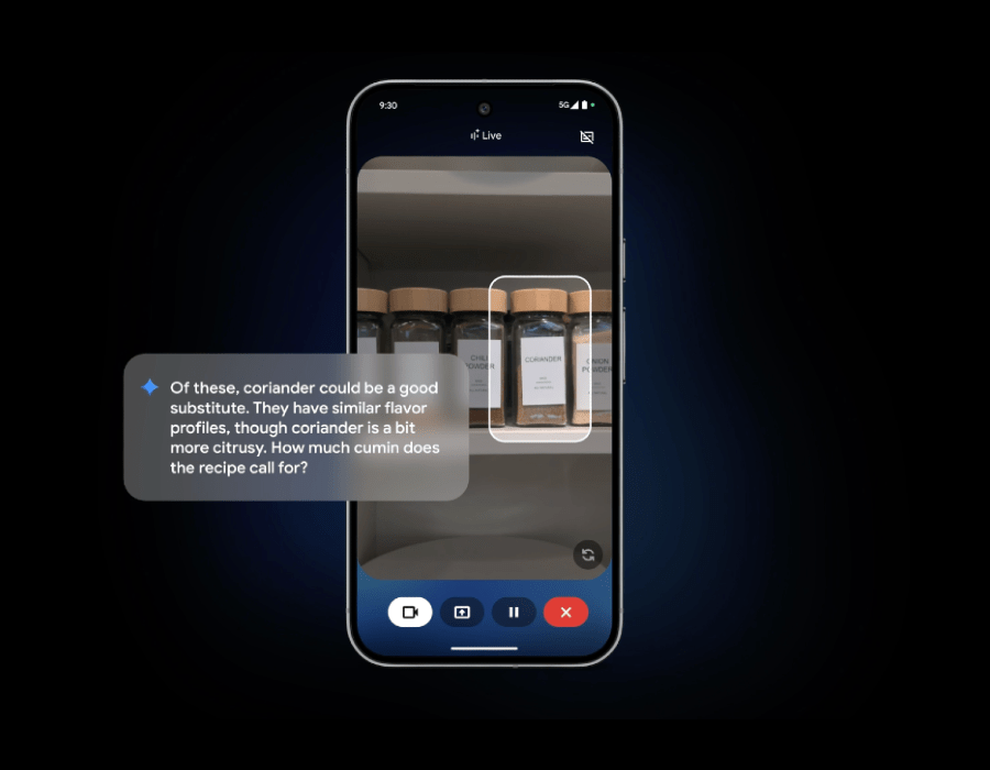 A screenshot of Gemini Live’s visual cue