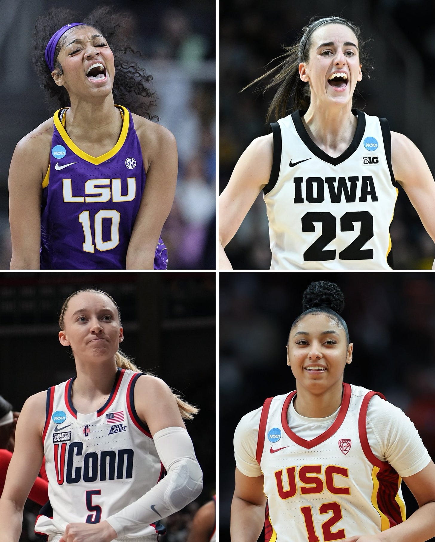 Bleacher Report on X: "Angel Reese vs. Caitlin Clark Paige Bueckers vs.  JuJu Watkins Monday night is going to be absolute CINEMA 🍿  https://t.co/C5TH1d0PSk" / X