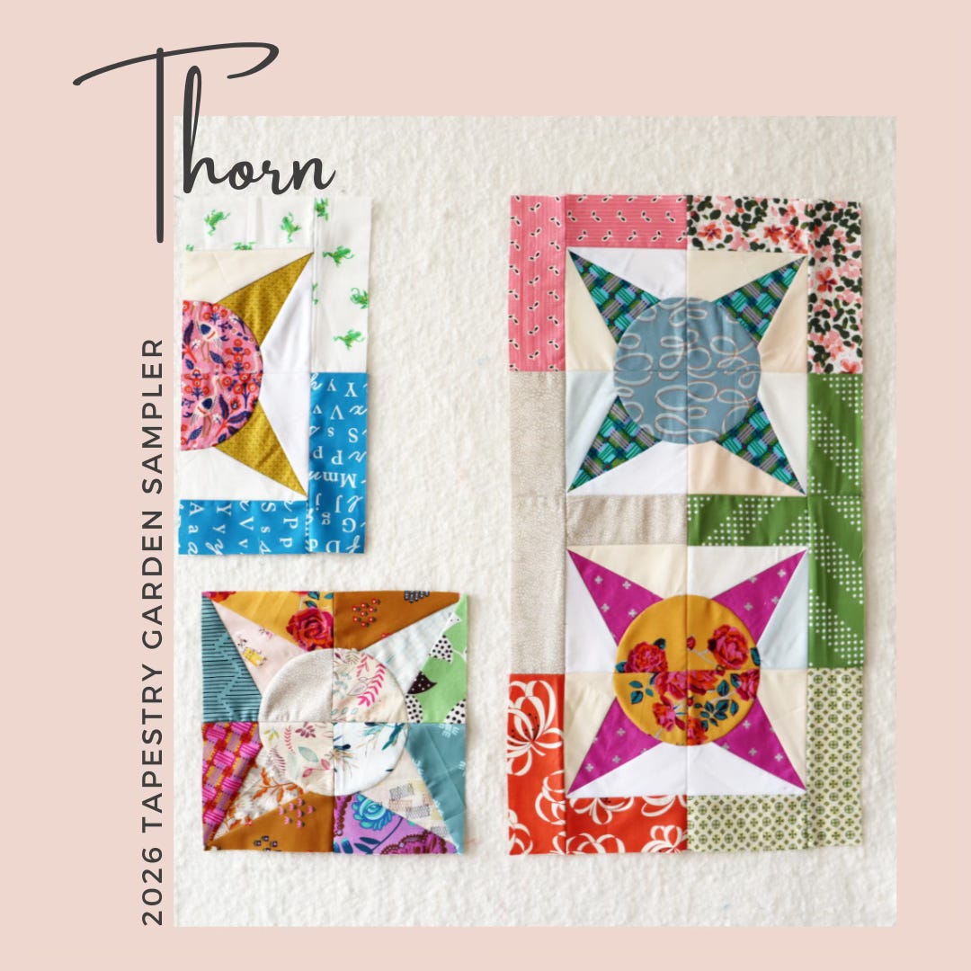 Thorn patchwork - by Rachel LaBour - stitched in color
