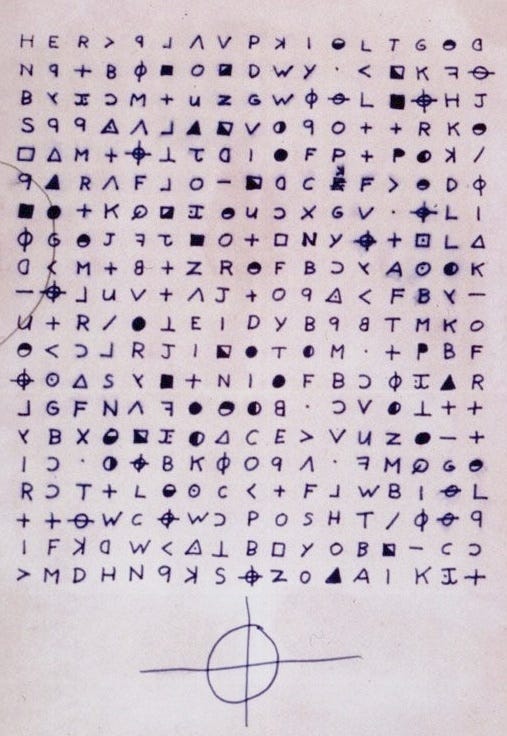 An encoded letter from The Zodiac Killer from November 8, 1969 An encoded letter from The Zodiac Killer from November 8, 1969
