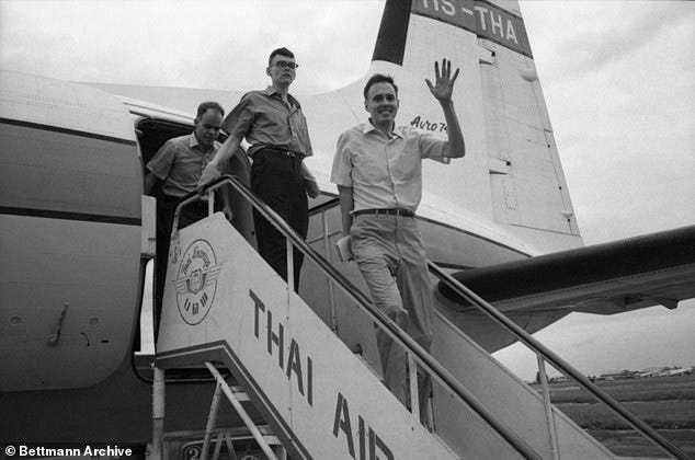 Douglas B. Hegdahl (center) arrives back in the US with two other prisoners released from North Vietnam in 1969 Douglas B. Hegdahl (center) arrives back in the US with two other prisoners released from North Vietnam in 1969
