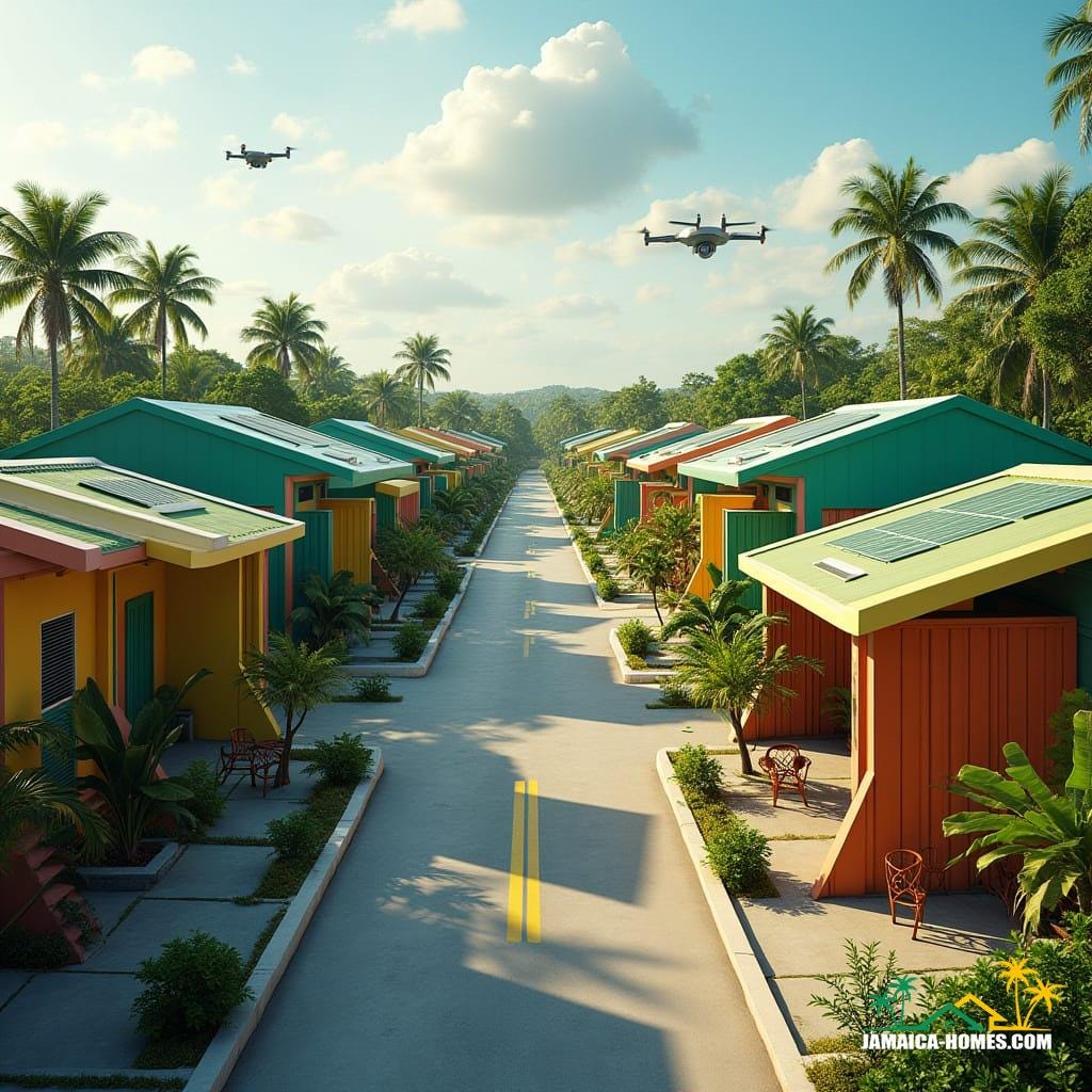 Futuristic neighborhood in Kingston, Jamaica, 2040