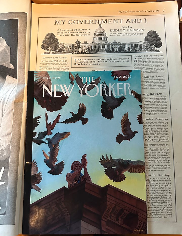 Comparison between modern New Yorker magazines and Ladies' Home Journals from 1916