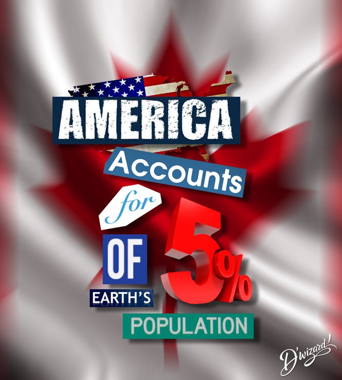 AMERICA ACCOUNTS FOR 5% OF EARTH’S POPULATION