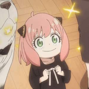 a girl with pink hair and green eyes is smiling with a dog in the background a girl with pink hair and green eyes is smiling with a dog in the background