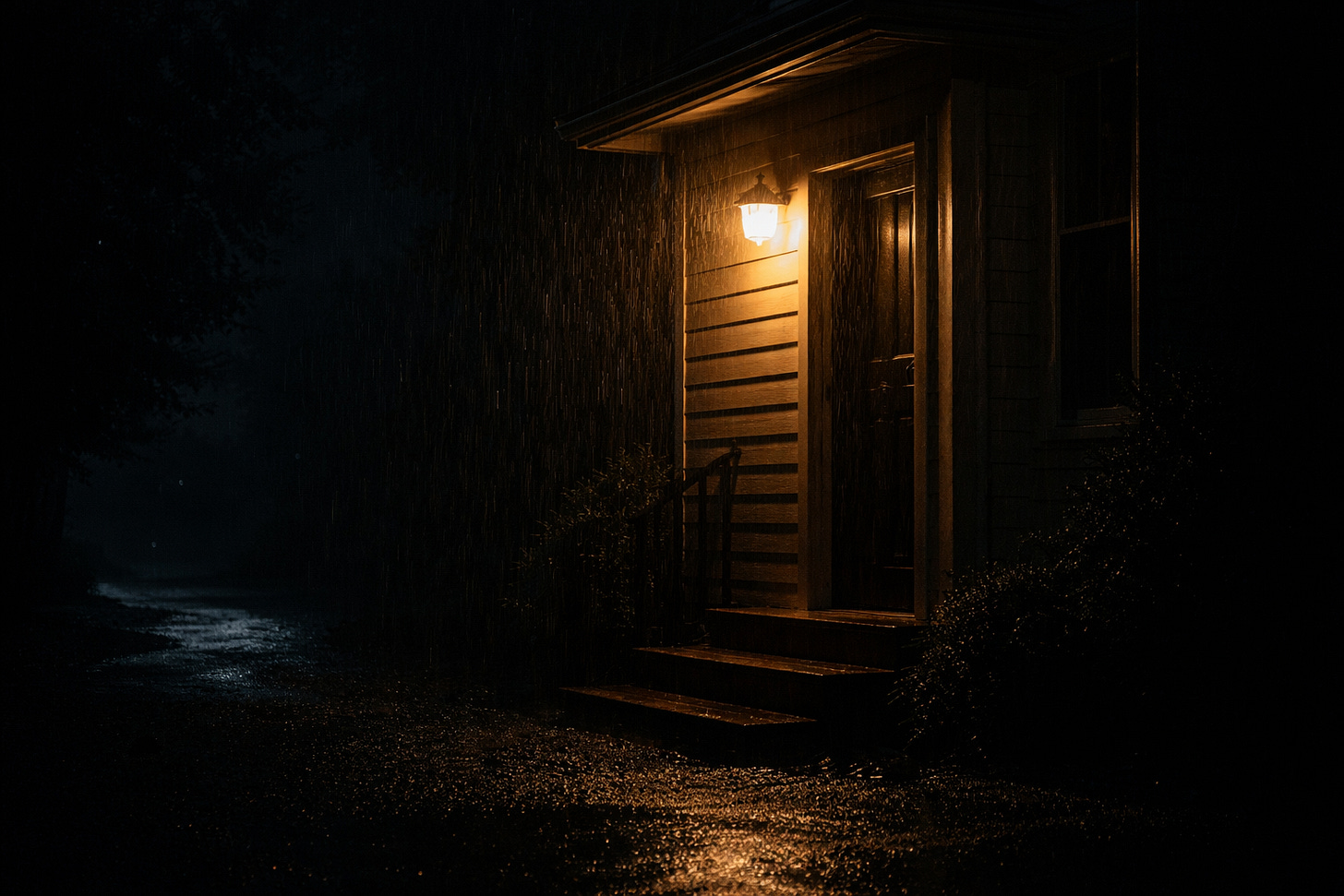 A glowing porch light shining through heavy rain at night, symbolizing trust enduring under scrutiny. A glowing porch light shining through heavy rain at night, symbolizing trust enduring under scrutiny.