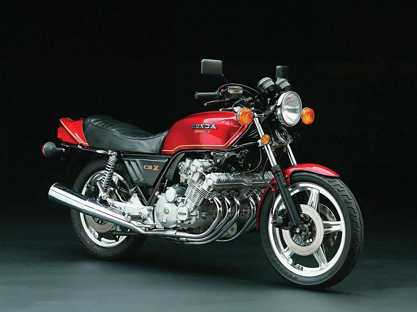 1979 Honda CBX with its massive six-cylinder angine.