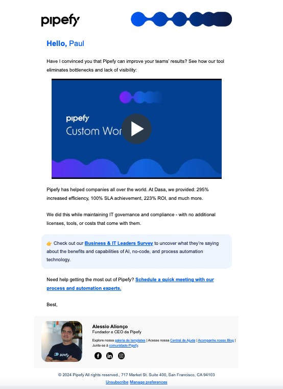 Pipefy self-segmentation onboarding email number 3