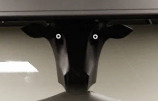 Close up on the robot's scary face