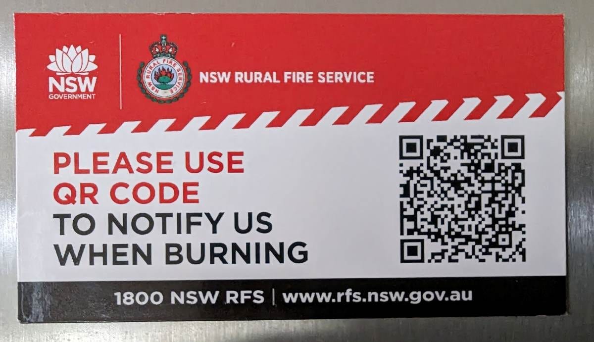 rfs qr code to report a fire