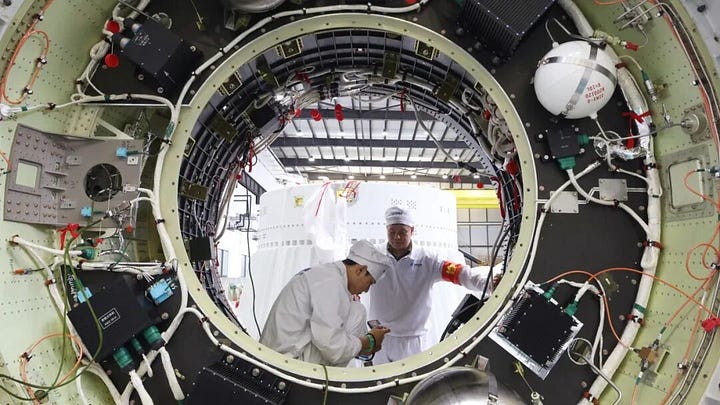 The Kinetica-1 Y15 vehicle during production efforts at CAS Space's Guangzhou factory.